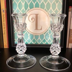 Set of 2 Vintage Crystal Candle Holder